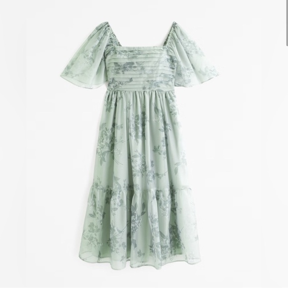 Abercrombie & Fitch Floral Midi Dress in Sage - Picture 3 of 12